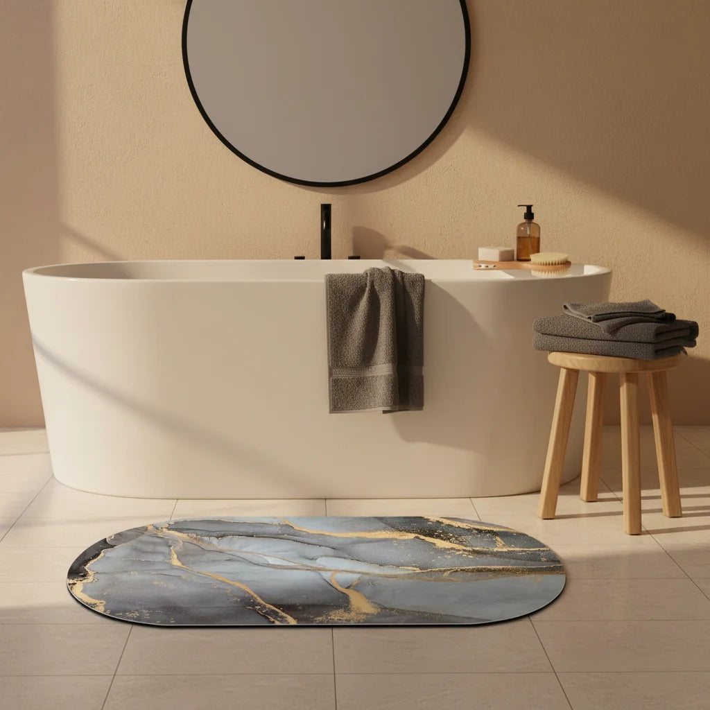 Tapis de Bain Marbre Onyx Clair