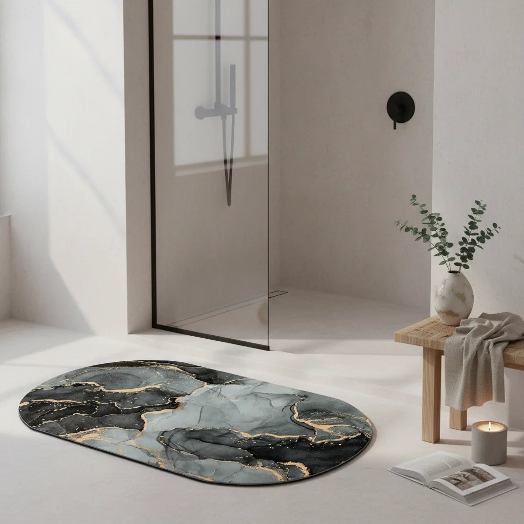 Tapis de Bain Marbre Onyx Doré