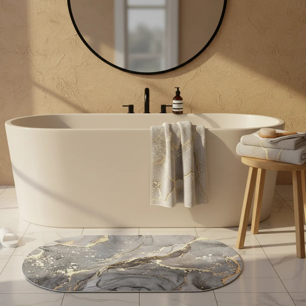 Tapis de Bain Marbre Onyx Turquoise