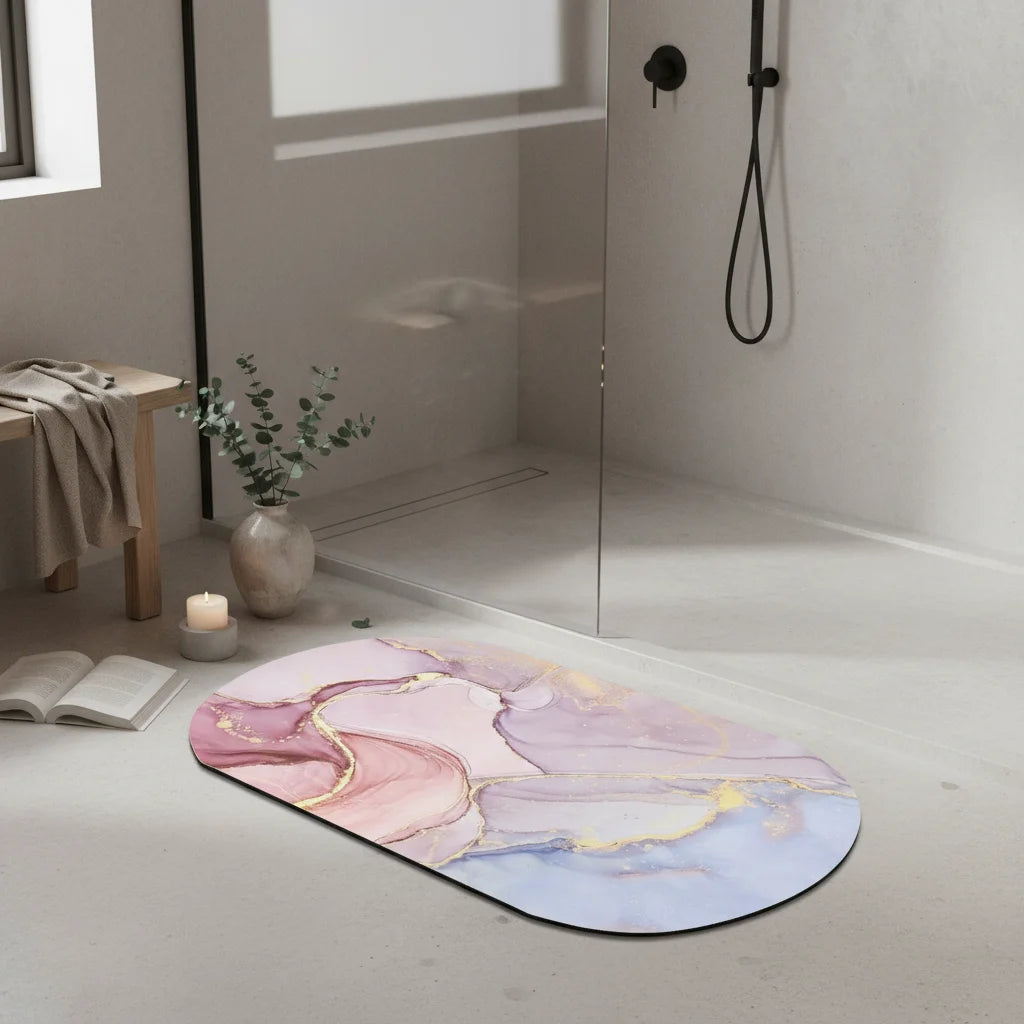 Tapis de Bain Marbre Onyx Turquoise