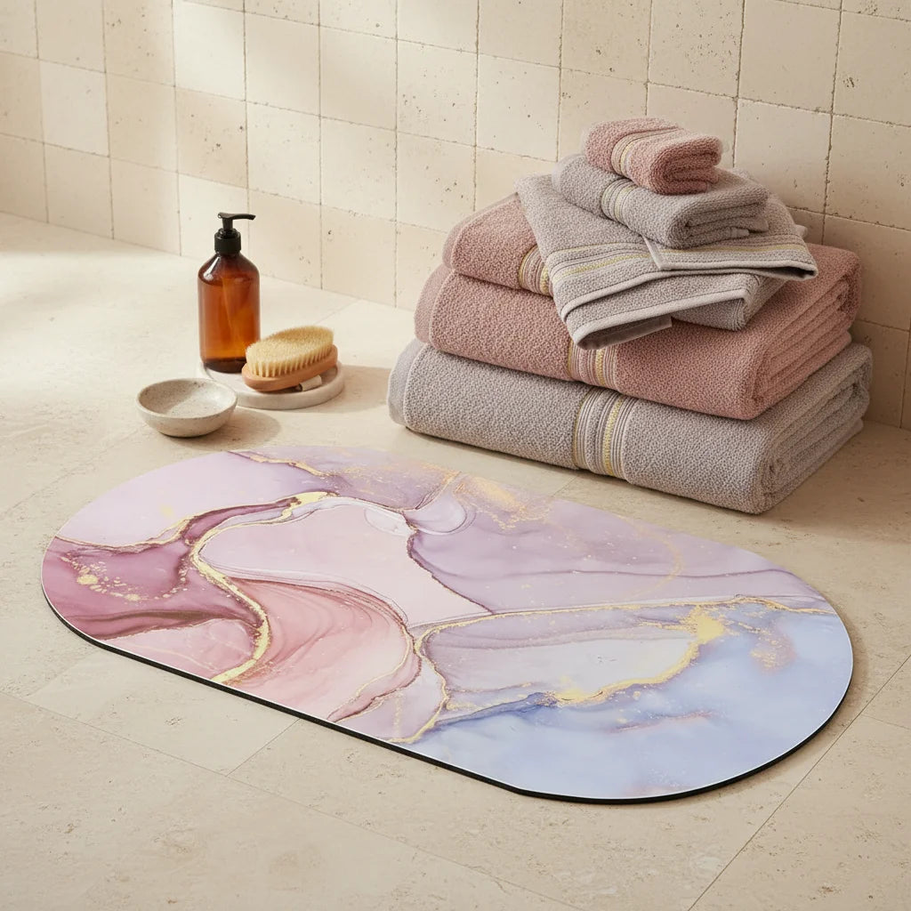 Tapis de Bain Marbre Onyx Rosé