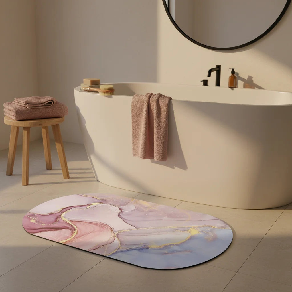 Tapis de Bain Marbre Onyx Rosé