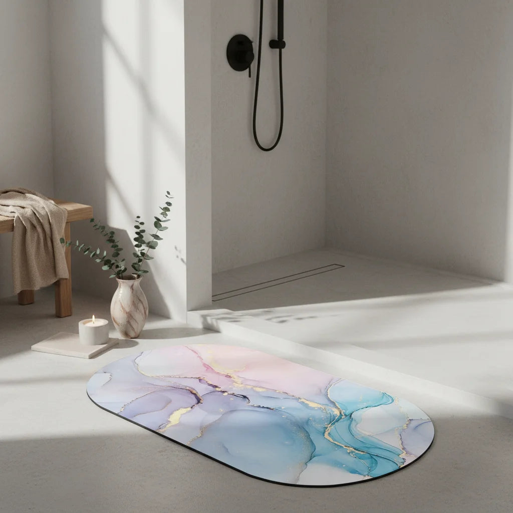 Tapis de Bain Marbre Onyx Pastel