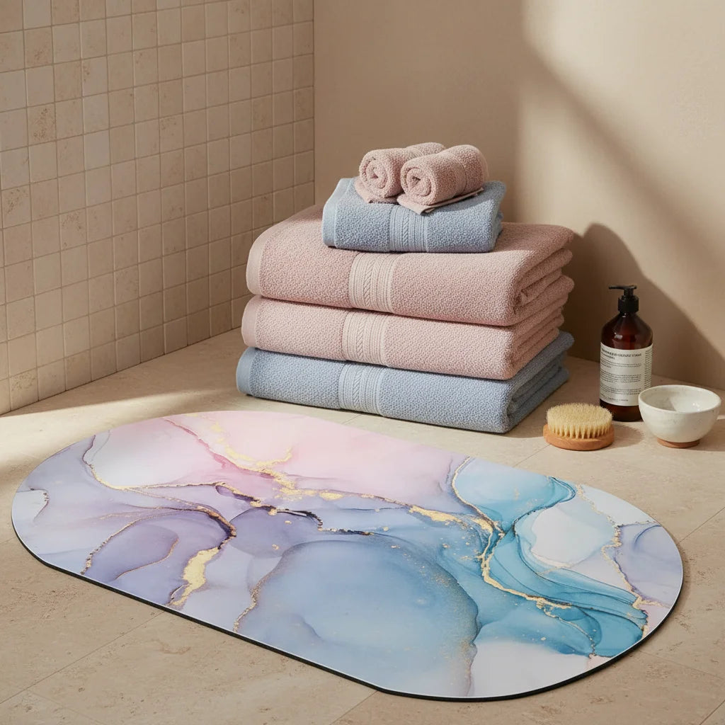 Tapis de Bain Marbre Onyx Pastel