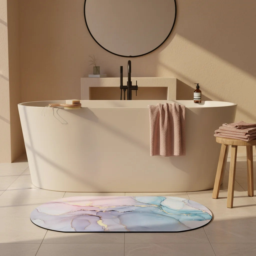 Tapis de Bain Marbre Onyx Pastel
