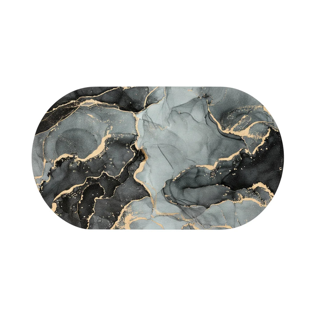 Tapis de Bain Marbre Onyx Doré