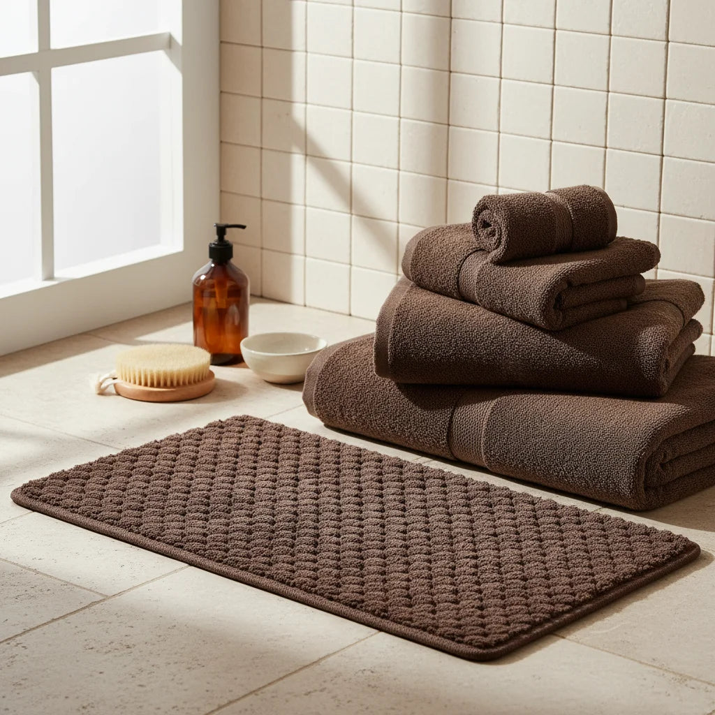Tapis de Bain Marron Chocolat maroon