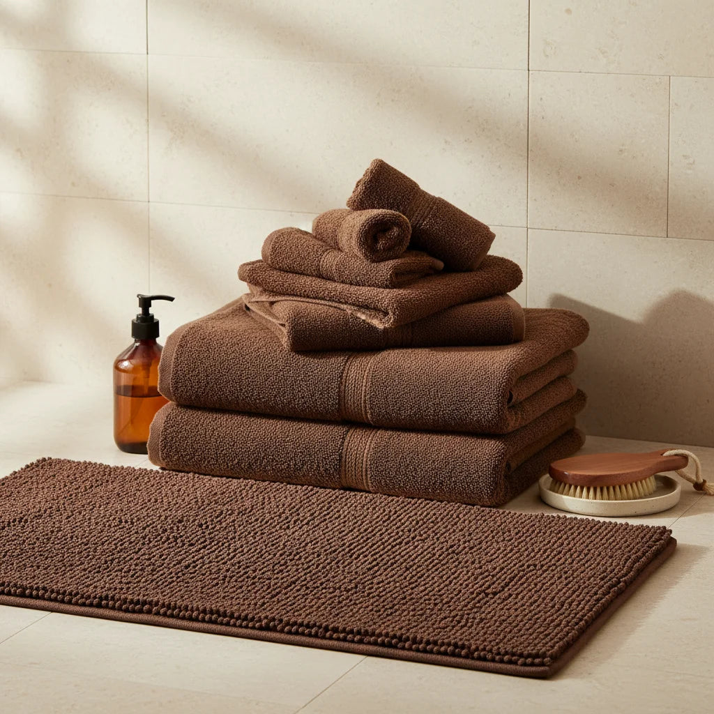 Tapis de Bain Marron Foncé