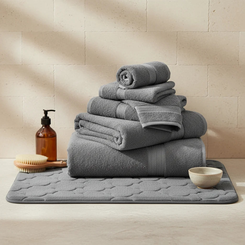 Tapis de Bain Mémoire de Forme Gris Anthracite