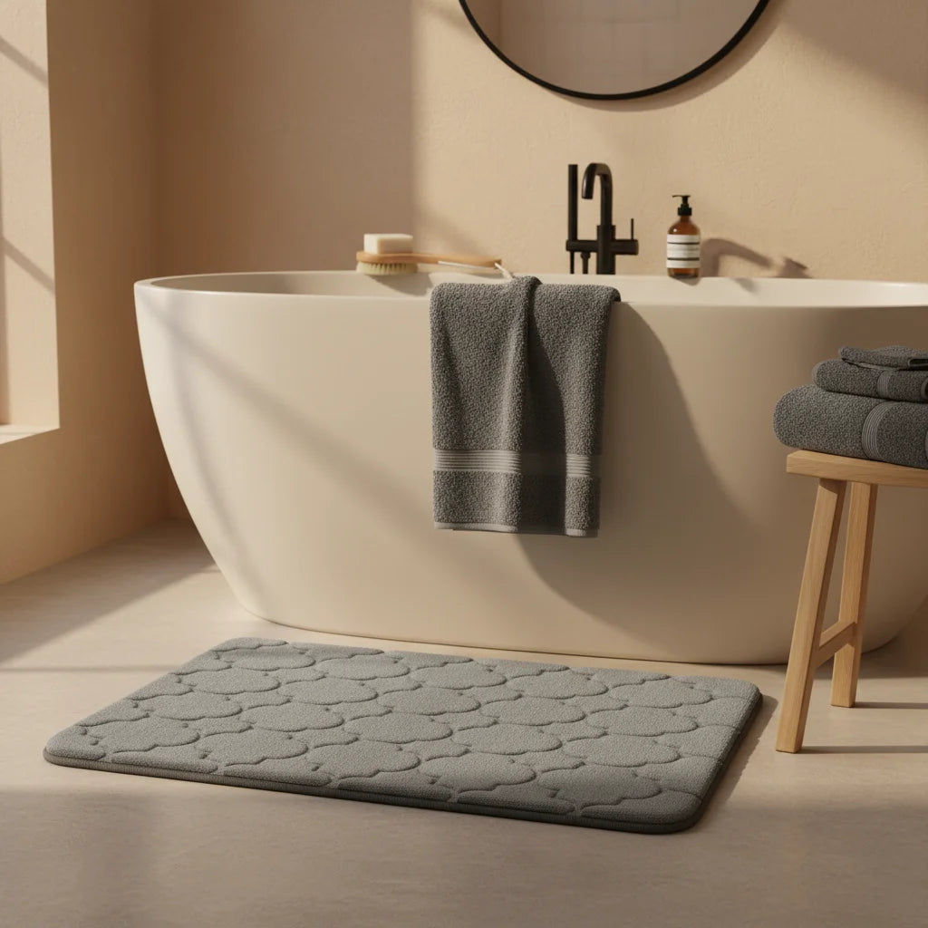 Tapis de Bain Mémoire de Forme Gris Anthracite