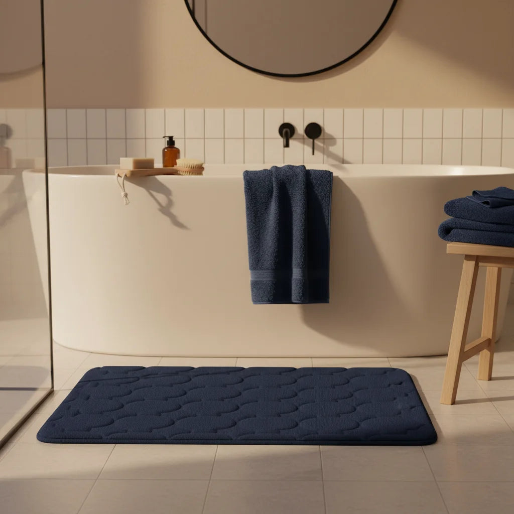 Tapis de Bain Mémoire de Forme Bleu Nuit