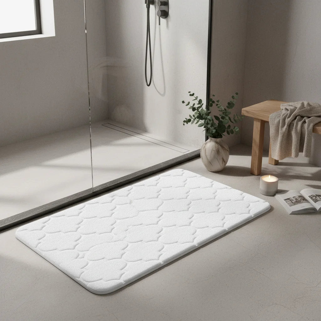 Tapis de Bain Mémoire de Forme Blanc Nuage