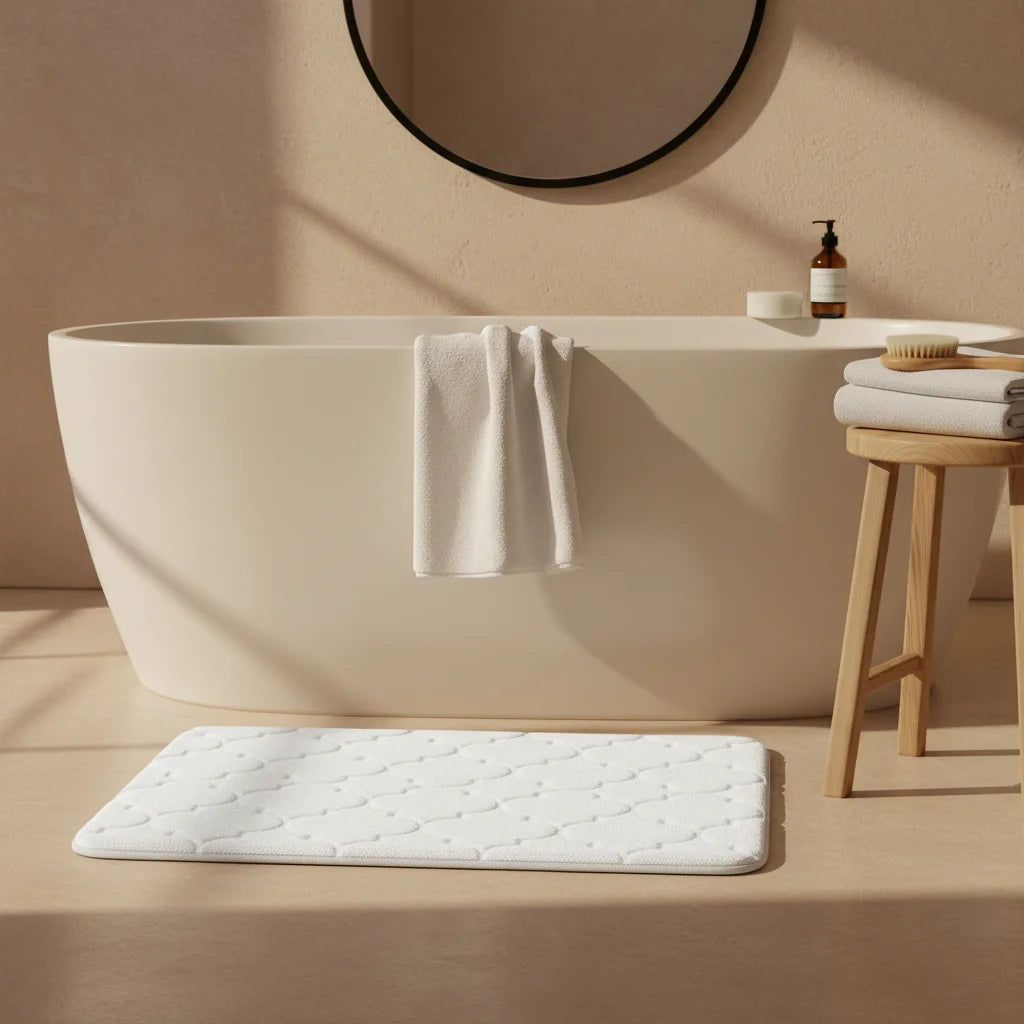 Tapis de Bain Mémoire de Forme Blanc Nuage