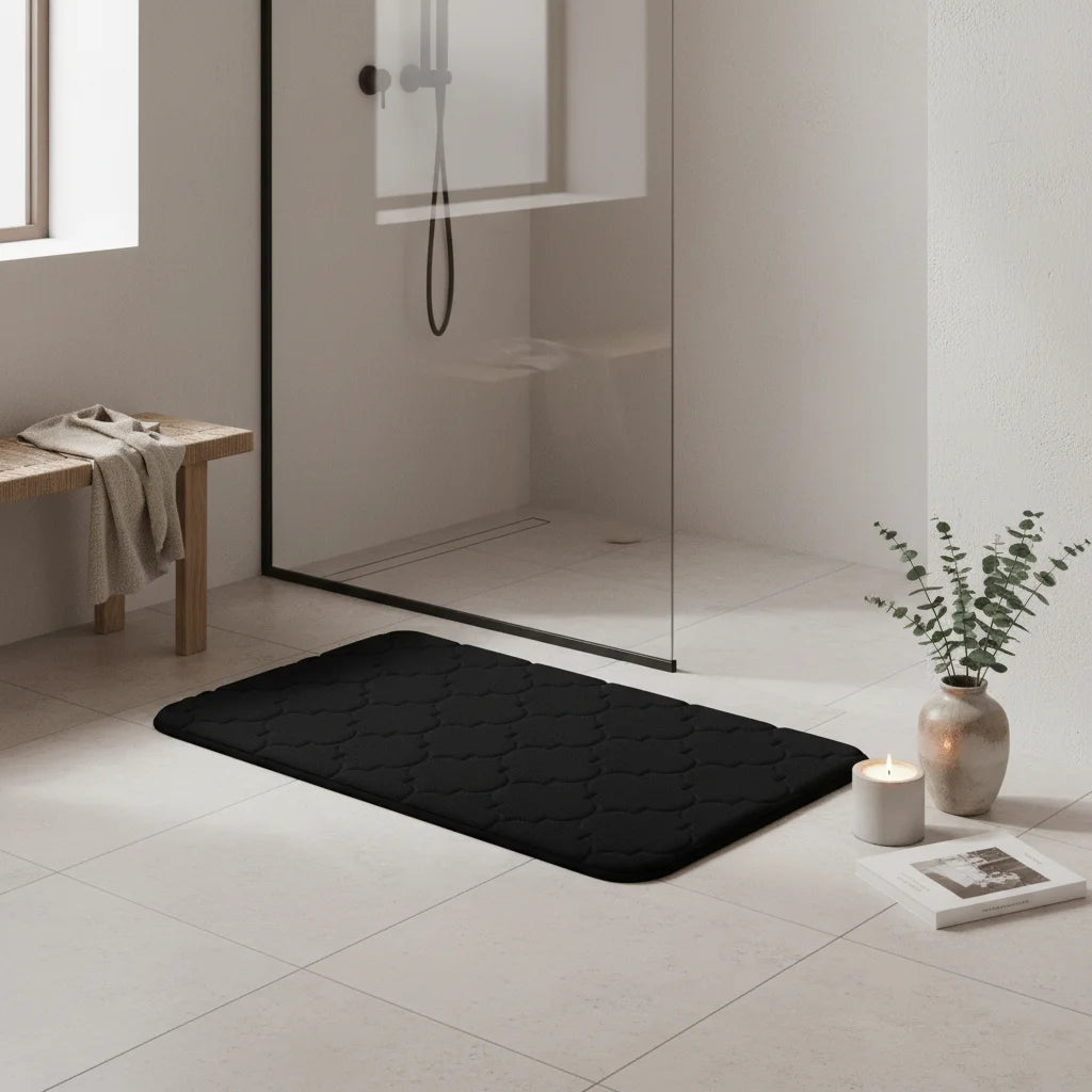 Tapis de Bain Mémoire de Forme Noir Profond