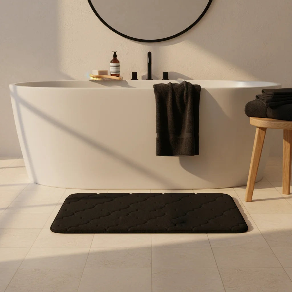 Tapis de Bain Mémoire de Forme Noir Profond
