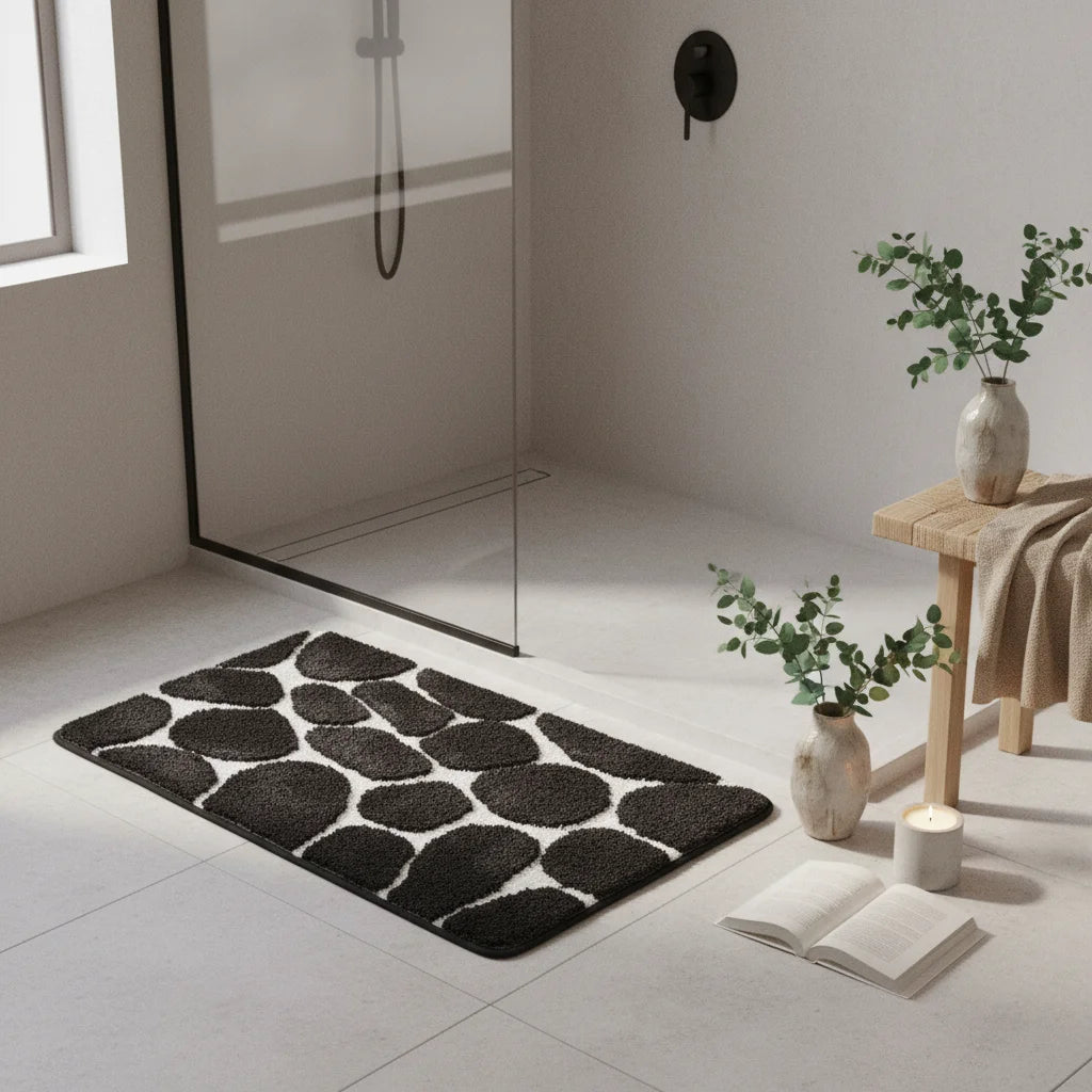Tapis de Bain Mémoire de Forme Galet Savane Contraste