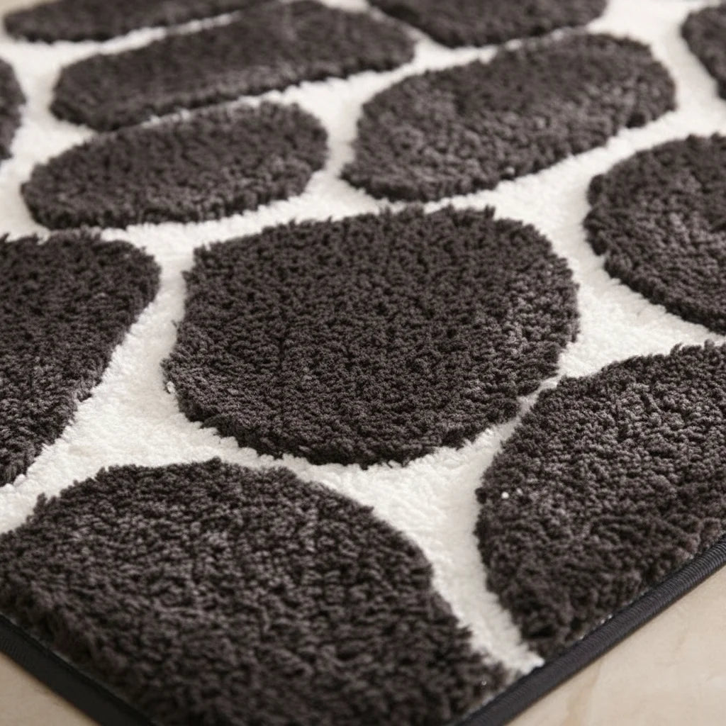 Tapis de Bain Mémoire de Forme Galet Savane Contraste