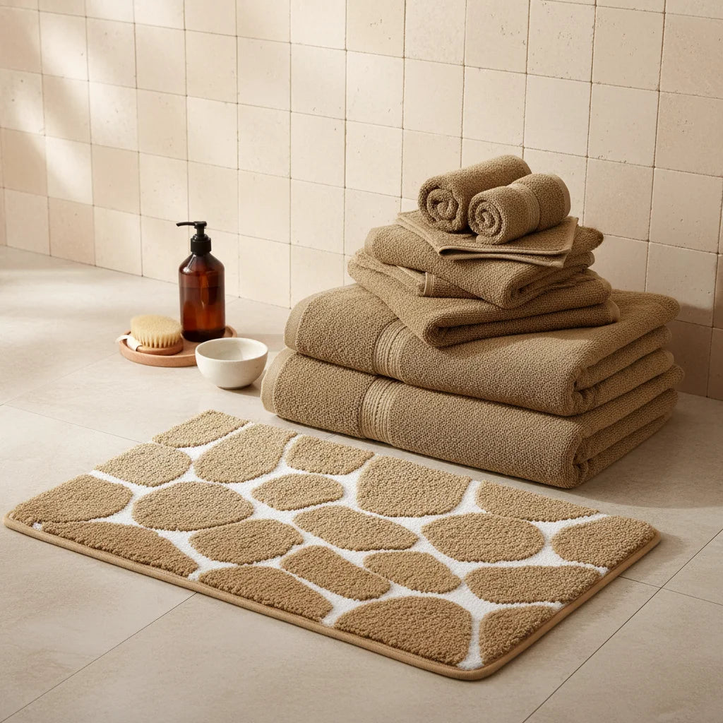 Tapis de Bain Mémoire de Forme Galet Savane Authentique