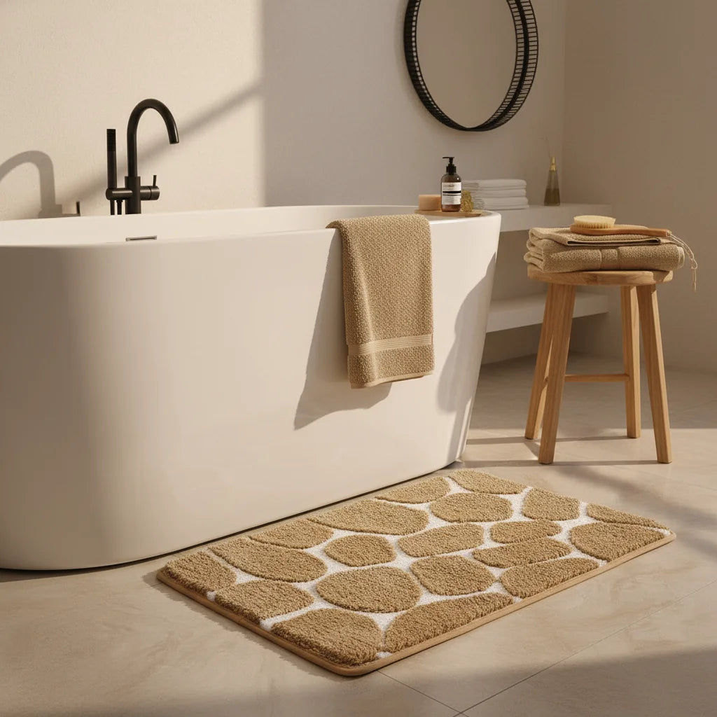 Tapis de Bain Mémoire de Forme Galet Savane Authentique