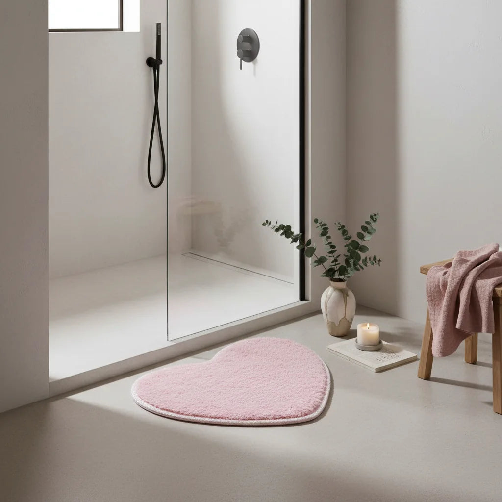 Tapis de Bain Microfibre Chenille Rose Poudré