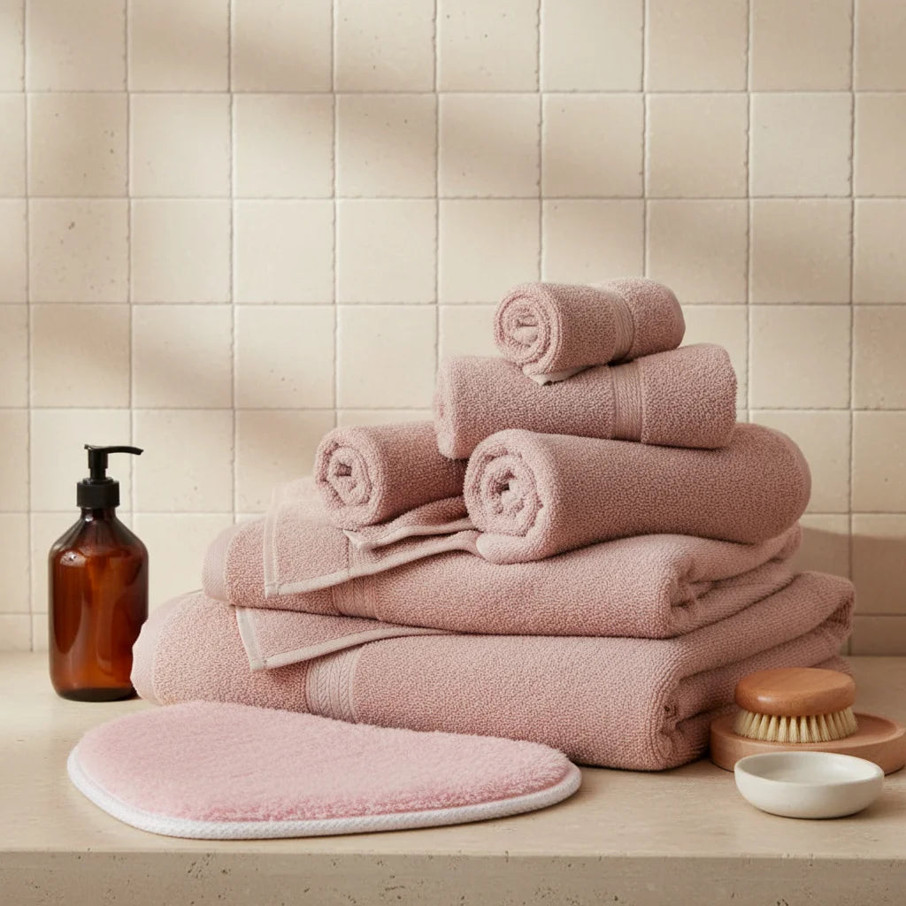 Tapis de Bain Microfibre Chenille Rose Poudré