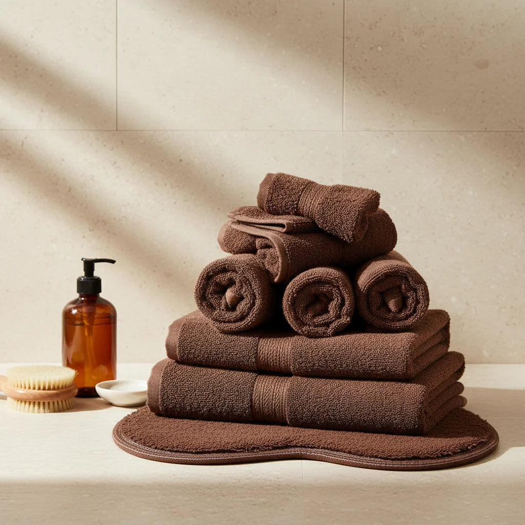 Tapis de Bain Microfibre Chenille Chocolat Profond