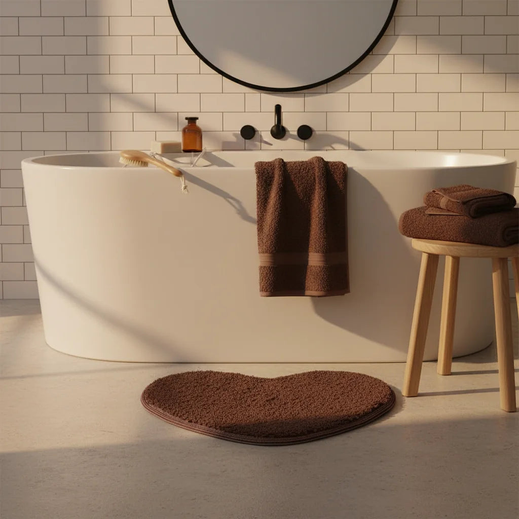 Tapis de Bain Microfibre Chenille Chocolat Profond