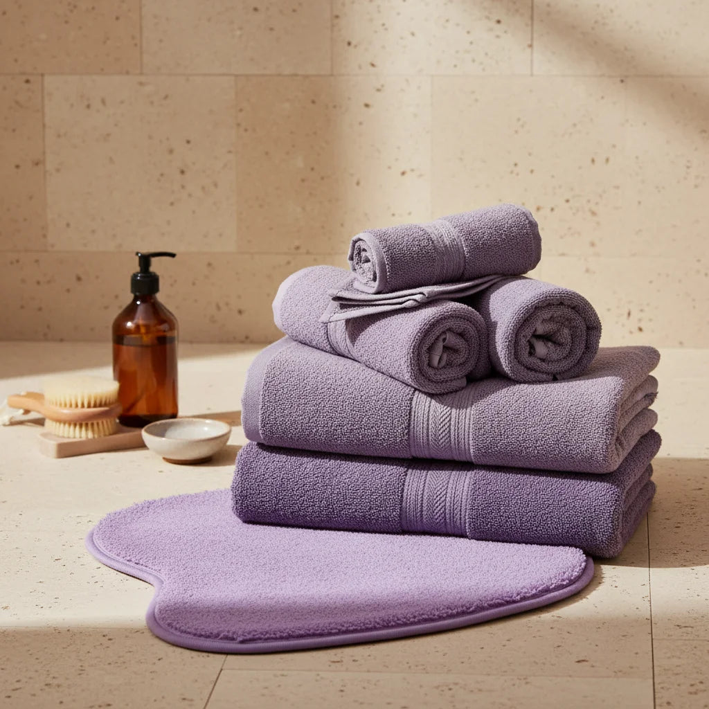 Tapis de Bain Microfibre Chenille Lilas Tendre