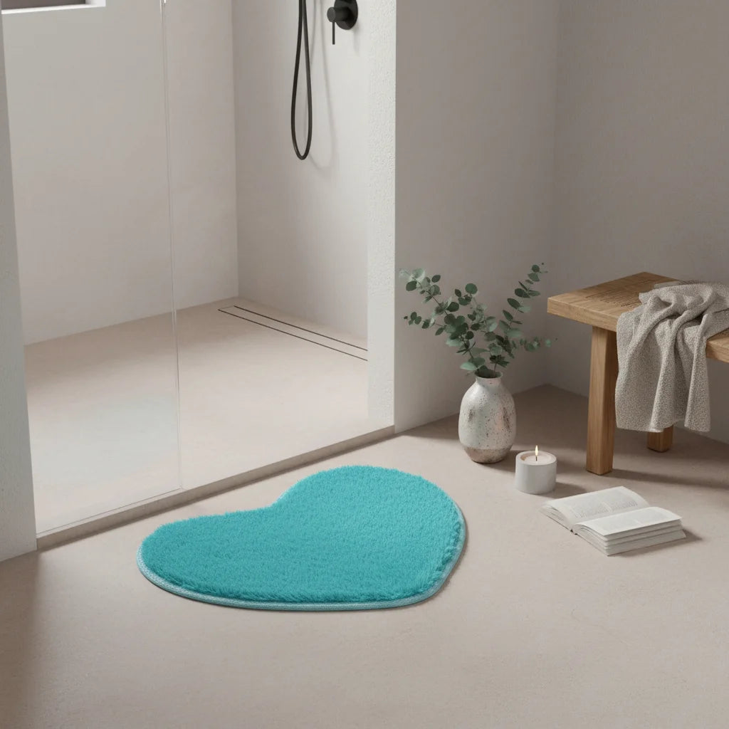 Tapis de Bain Microfibre Chenille Bleu Lagon