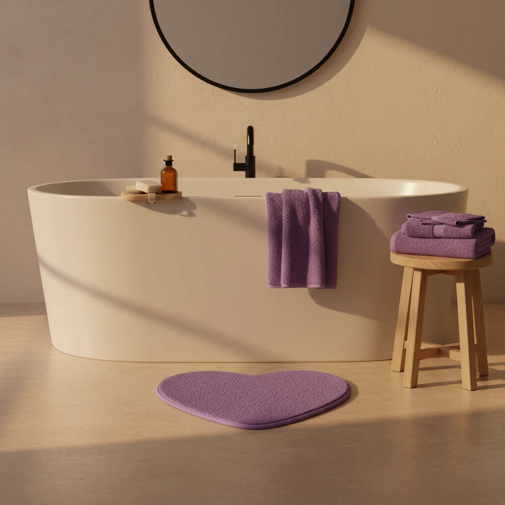 Tapis de Bain Microfibre Chenille Lilas Tendre