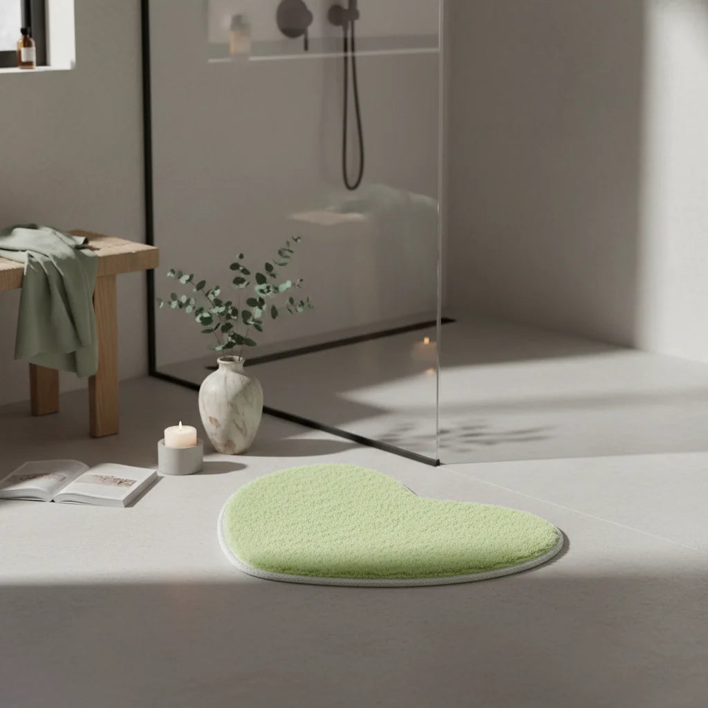 Tapis de Bain Microfibre Chenille Vert Tilleul