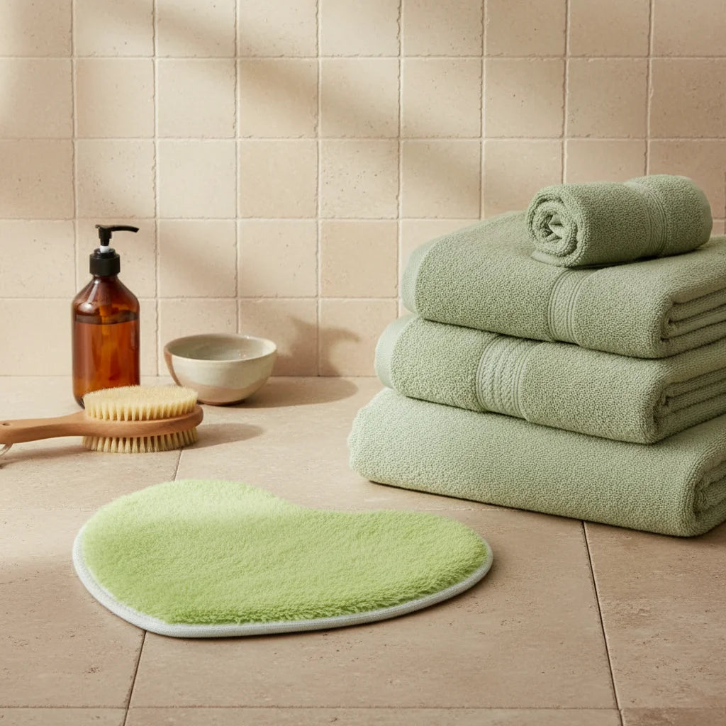 Tapis de Bain Microfibre Chenille Vert Tilleul