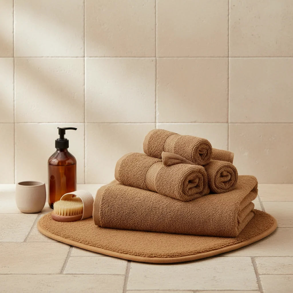 Tapis de Bain Microfibre Chenille Camel Doux