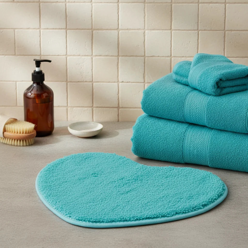 Tapis de Bain Microfibre Chenille Bleu Lagon