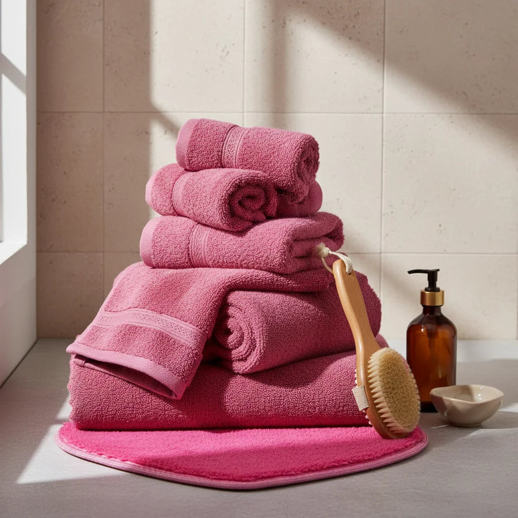 Tapis de Bain Microfibre Chenille Rose Fuchsia