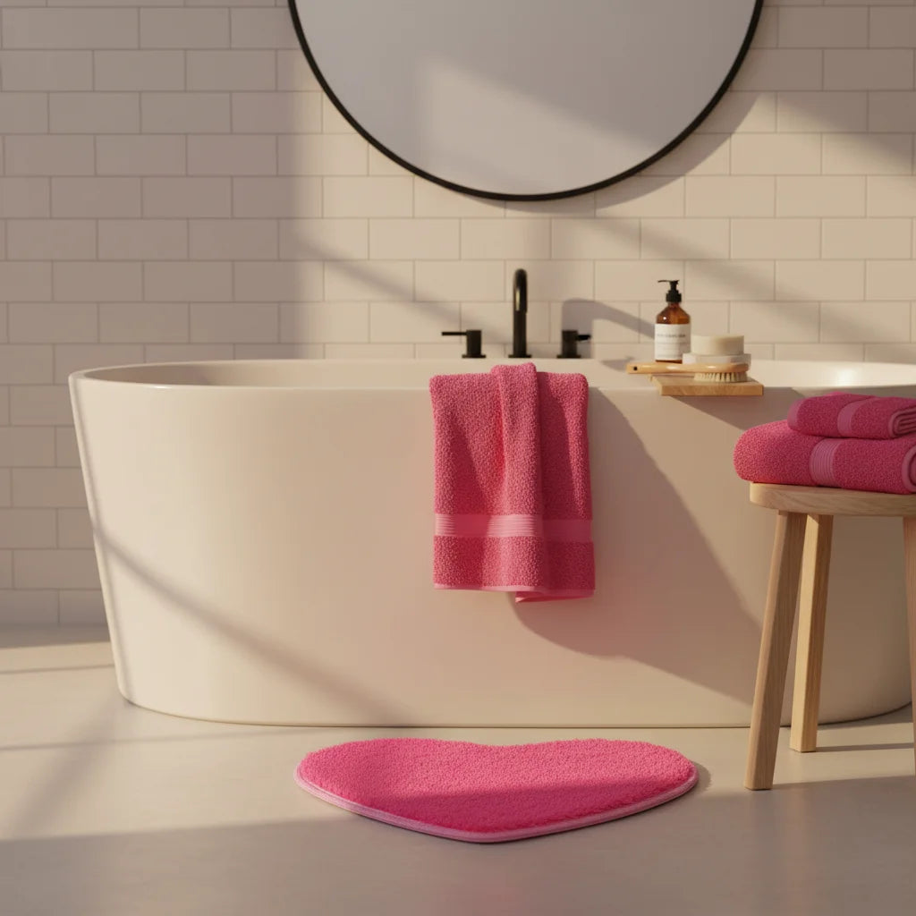 Tapis de Bain Microfibre Chenille Rose Fuchsia