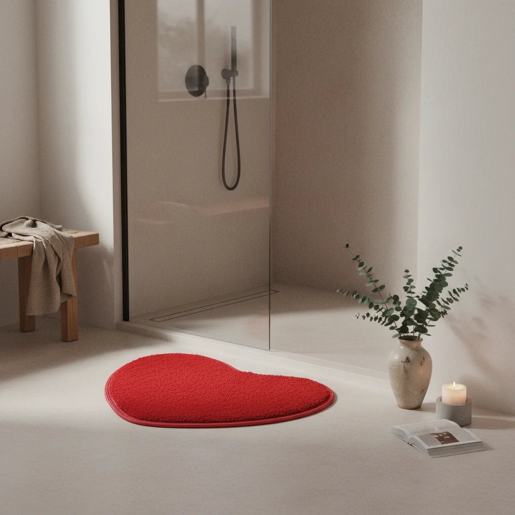 Tapis de Bain Microfibre Chenille Rouge Éclatant