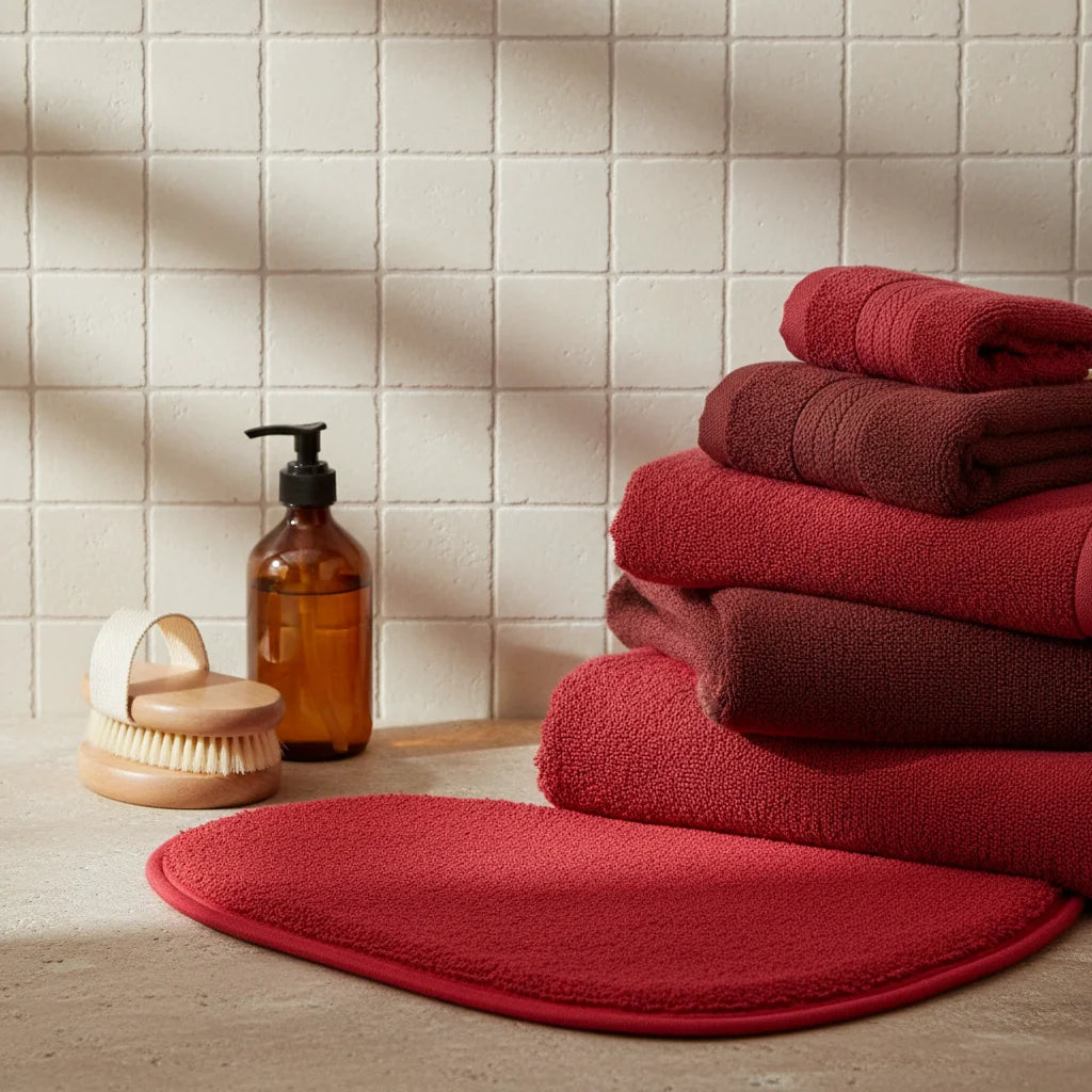 Tapis de Bain Microfibre Chenille Rouge Éclatant