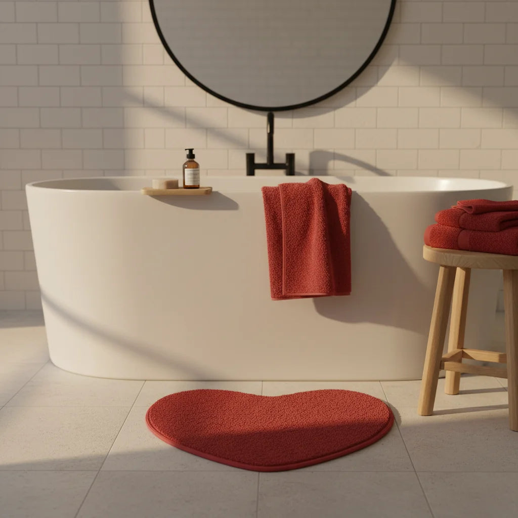 Tapis de Bain Microfibre Chenille Rouge Éclatant