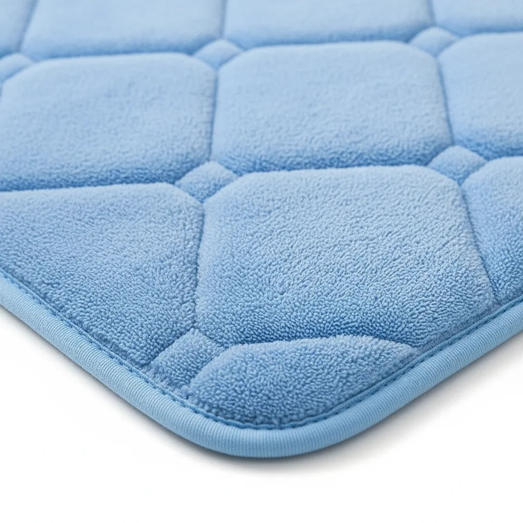 Tapis de Bain Microfibre Mémoire de Forme Bleu Glacier