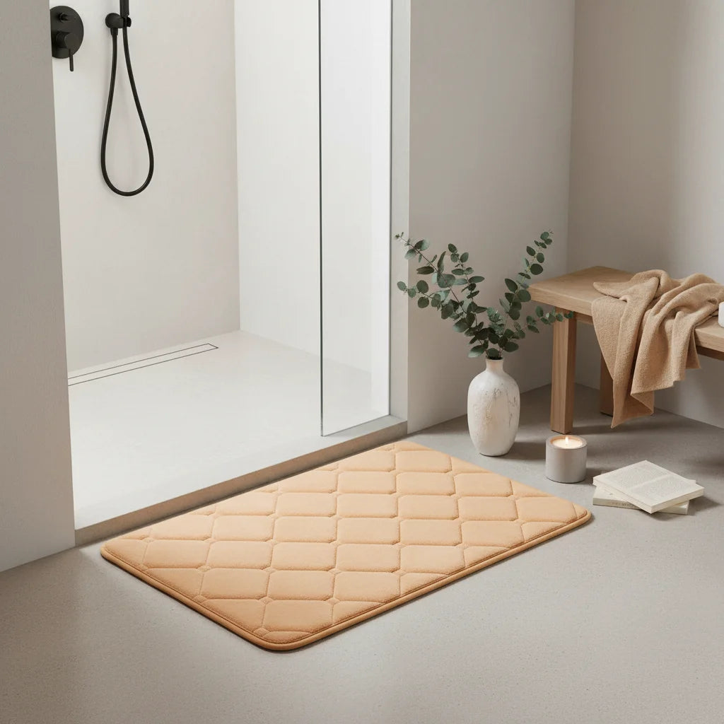 Tapis de Bain Microfibre Mémoire de Forme Sable Chaud