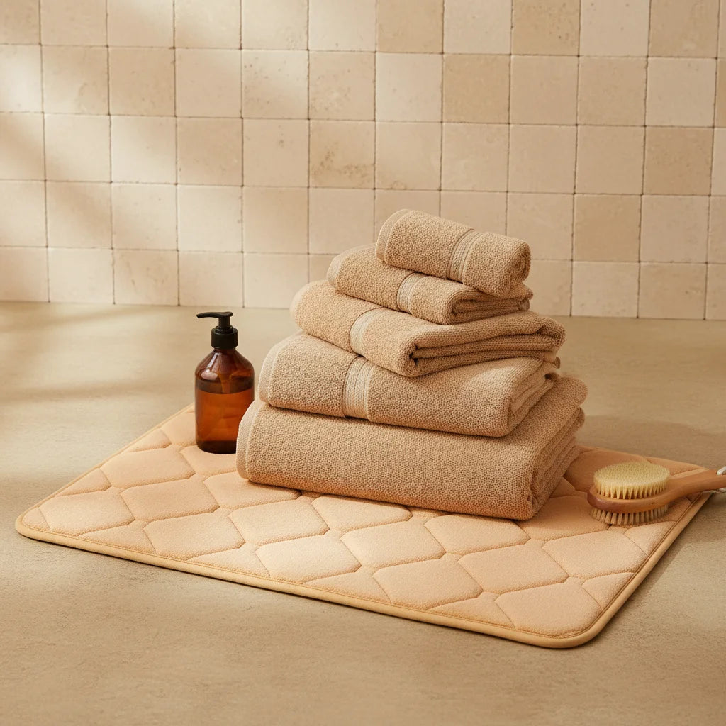 Tapis de Bain Microfibre Mémoire de Forme Sable Chaud