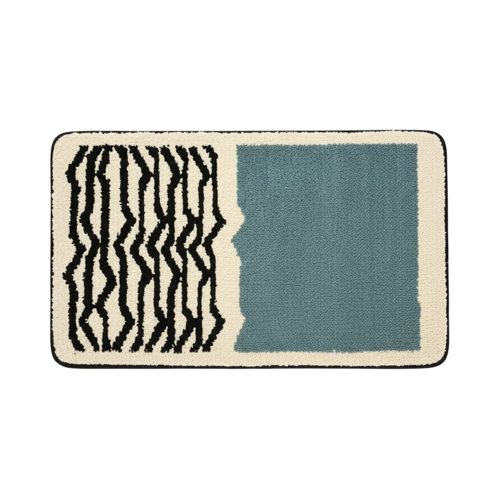 Tapis de Bain Moderne Abstrait Bleu