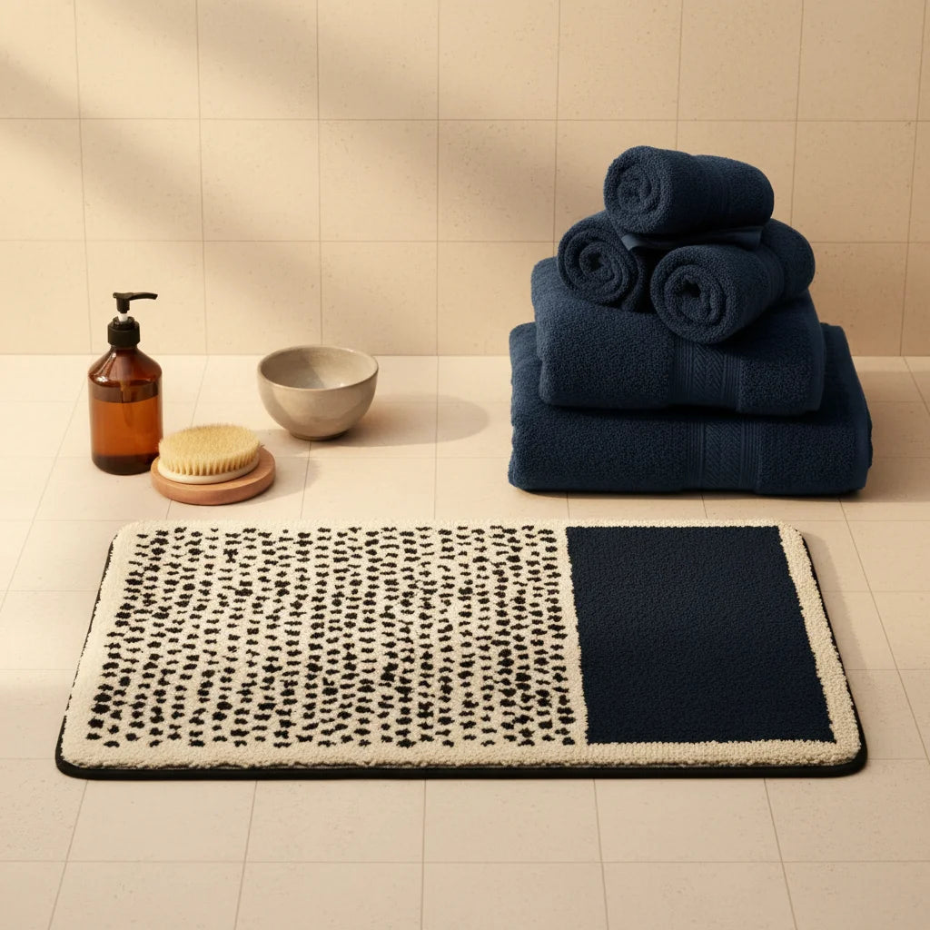 Tapis de Bain Moderne Abstrait Contraste