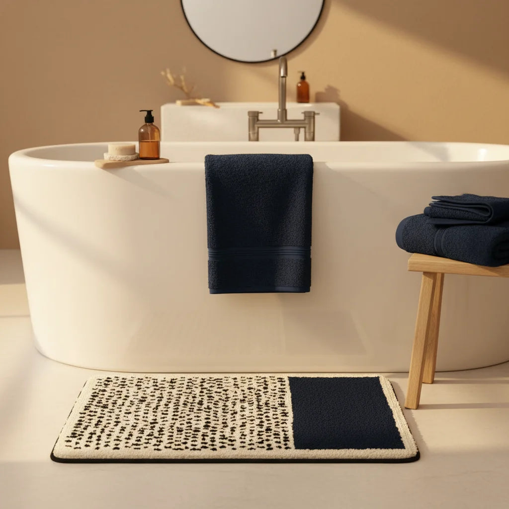 Tapis de Bain Moderne Abstrait Contraste