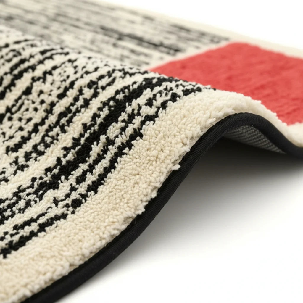 Tapis de Bain Moderne Abstrait Carmin