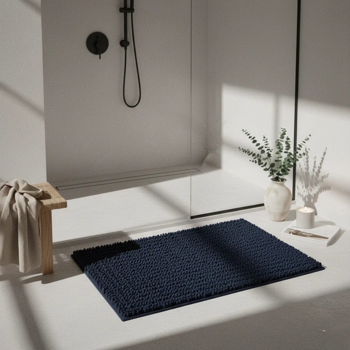 Tapis de Bain Moelleux Confort Bleu Nuit