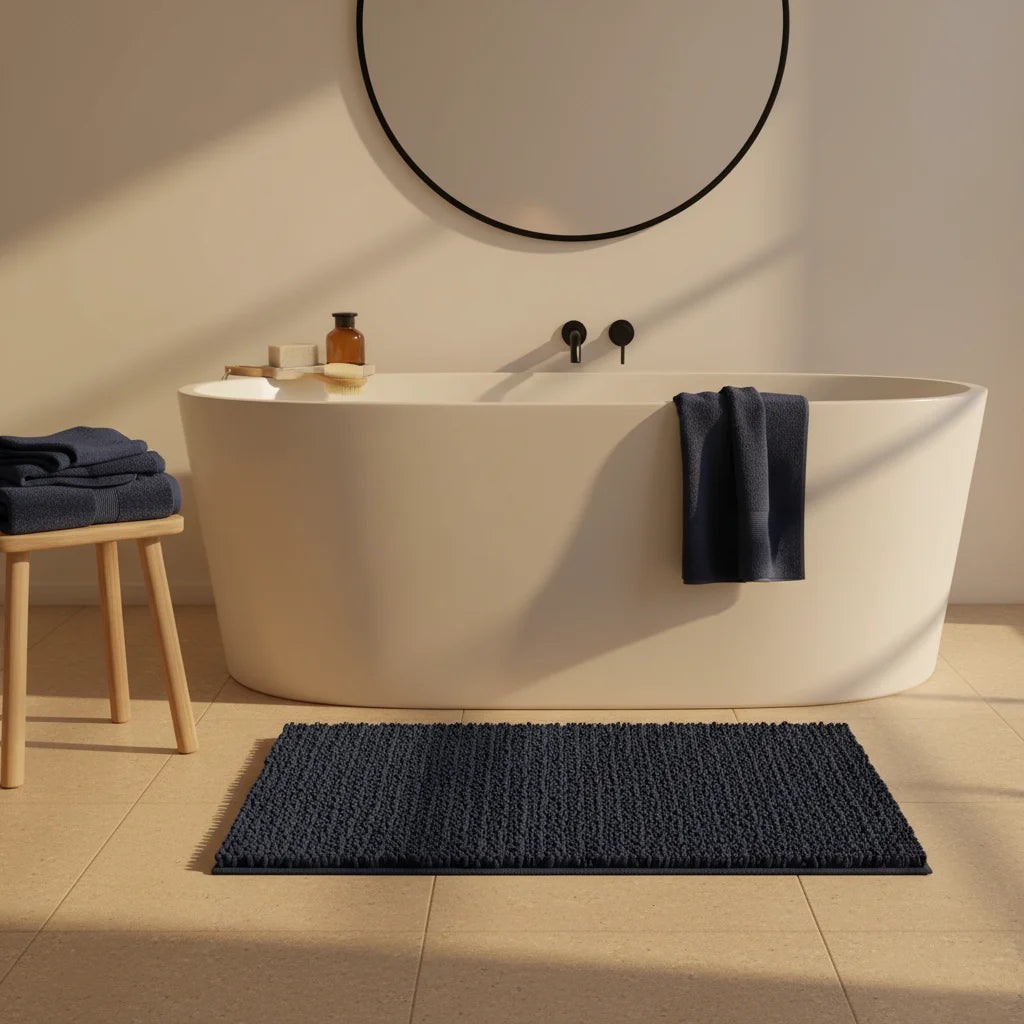 Tapis de Bain Moelleux Confort Bleu Nuit