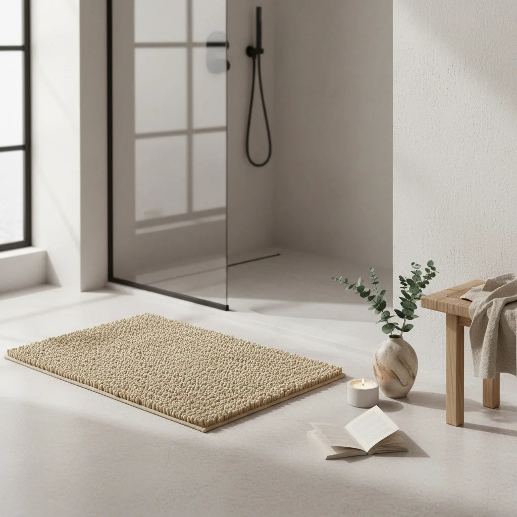Tapis de Bain Moelleux Confort Beige Sable