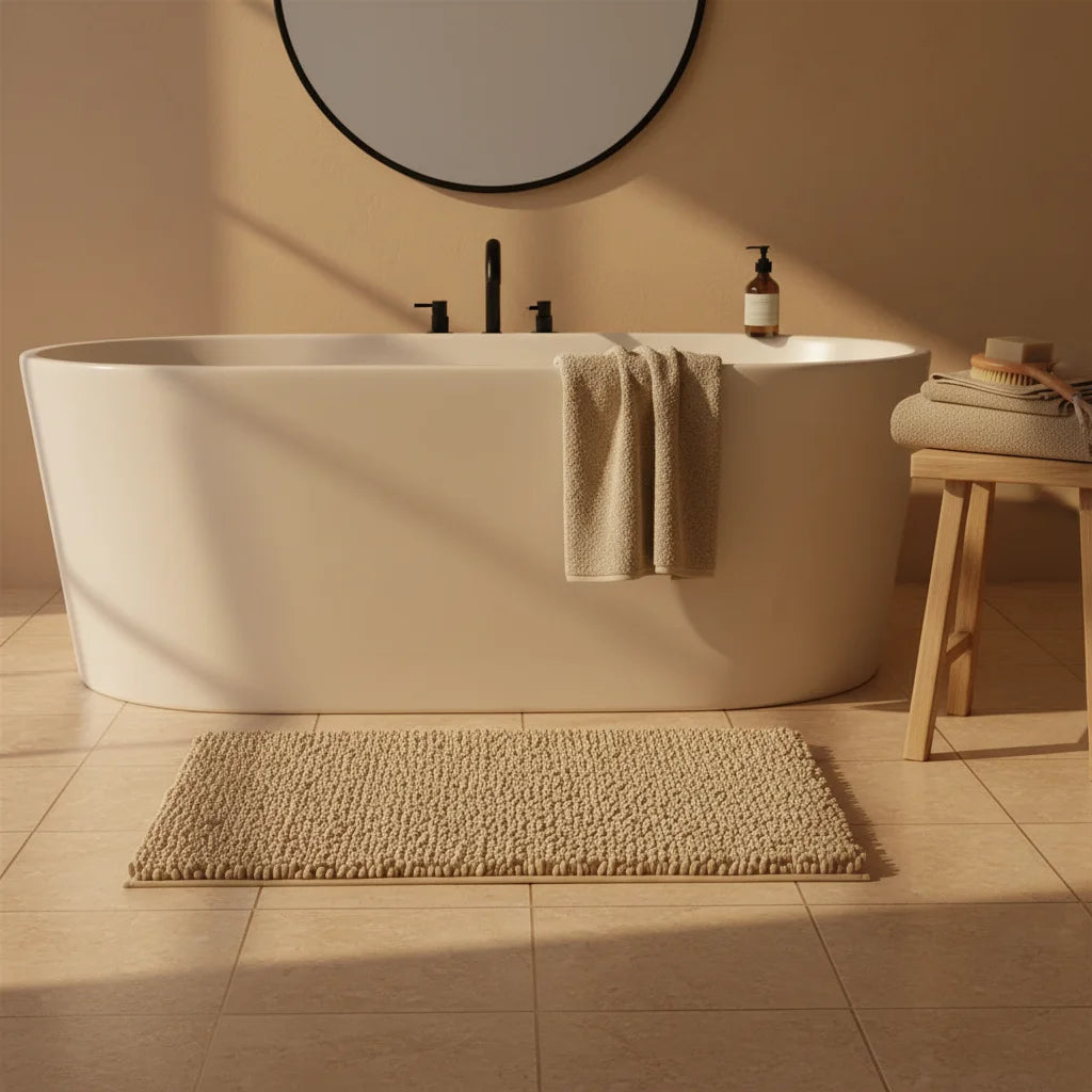 Tapis de Bain Moelleux Confort Beige Sable